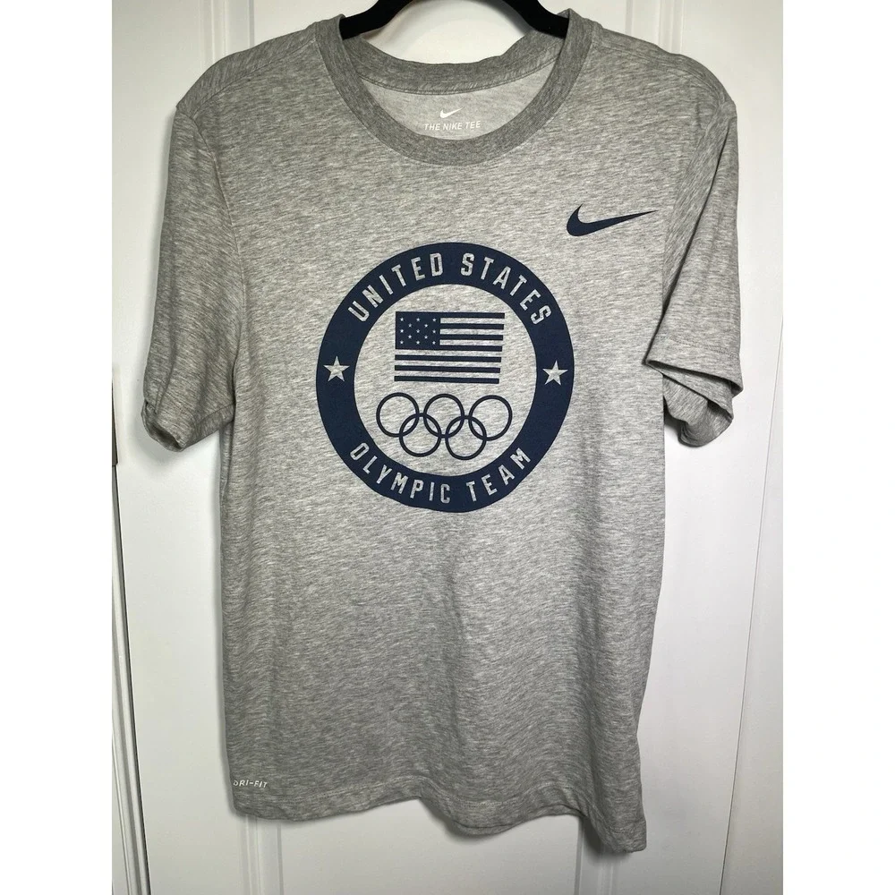 Team USA Shirt Mens Small Gray‎ Olympics Nike Dri Fit United States Olympic Team